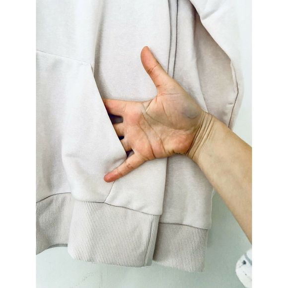 Puma Beige Pink Purple Logo Pullover Hoodie Sz L - Picture 5 of 7